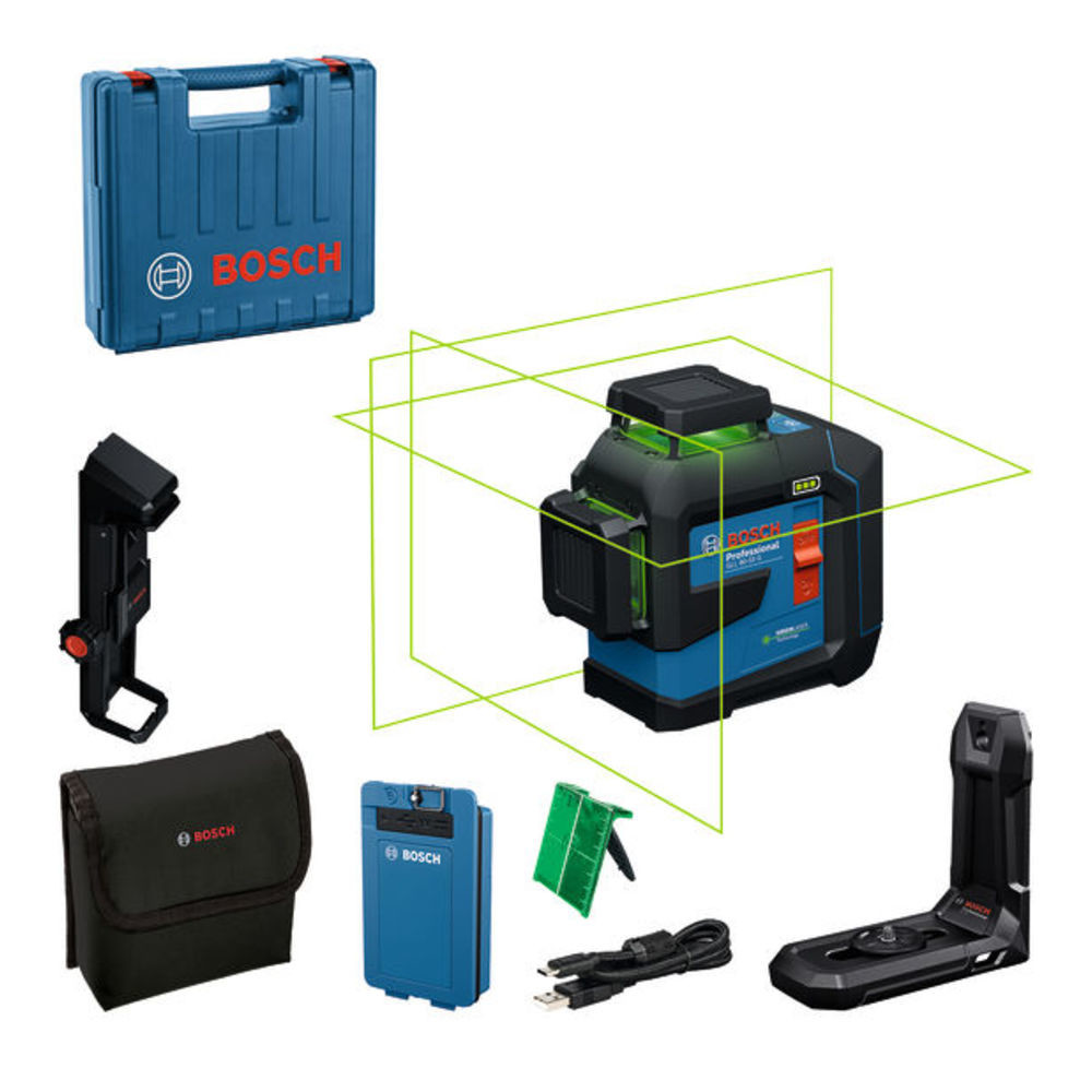 Linienlaser GLL 80-33 G, BA 3.7V 3.0Ah XL + USB-C-Kabel im Handwerkerkoffer