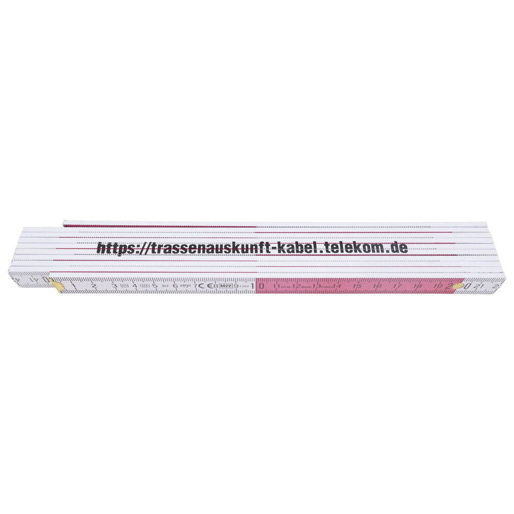 Gliedermaßstab 2 m, Holz, weiß/rot mit Aufdruck, 16 mm