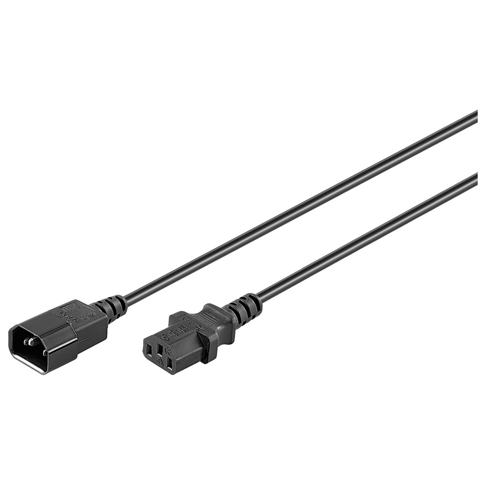Kaltgeräte-Verlängerung, 3 polig, PVC, schwarz, 3 m