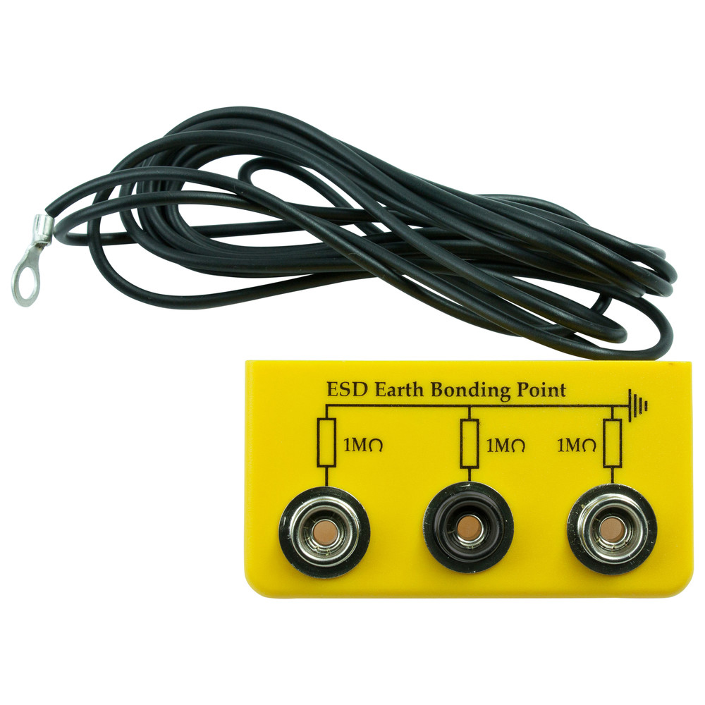 Erdungsbox, abgewinkelt, ESD, 2 x 10 mm DK, 1 x 4 mm Sicherheitsbuchse