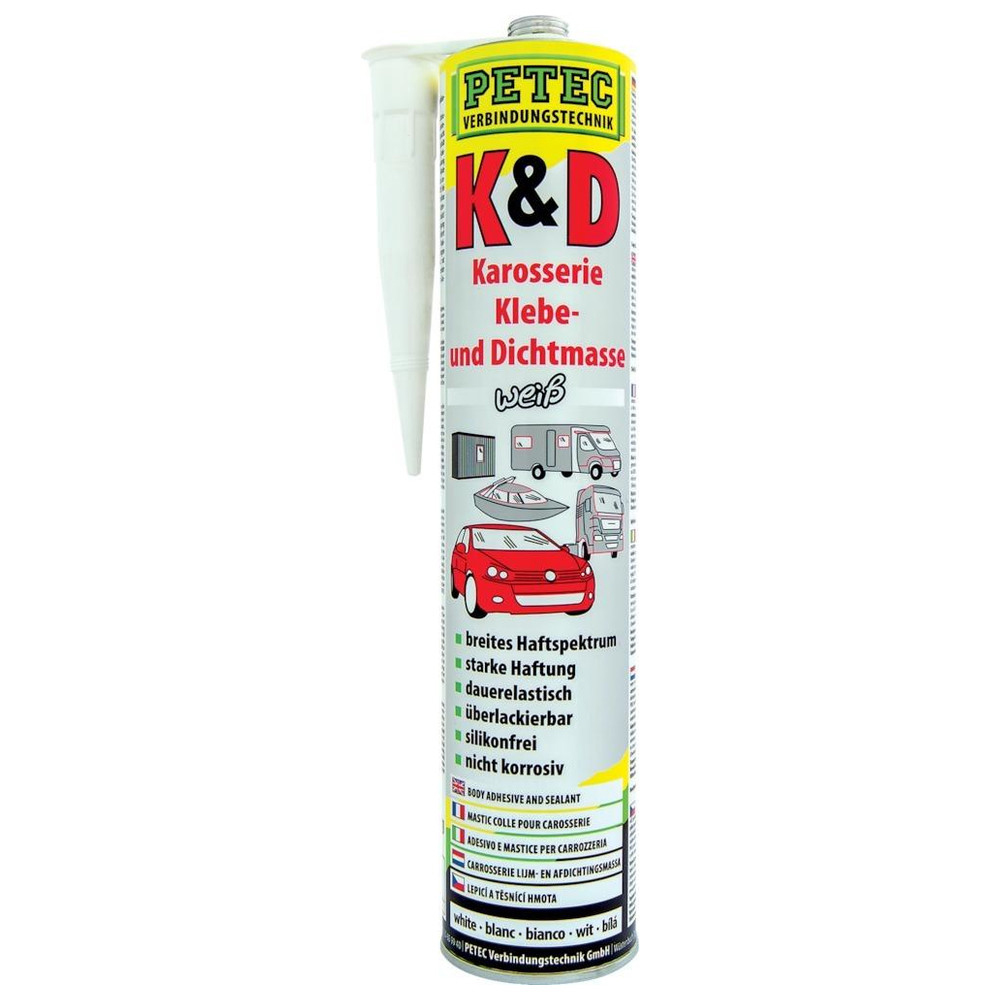 K+D Karosserie Kleb- Dichtmasse, weiss, 310 ml