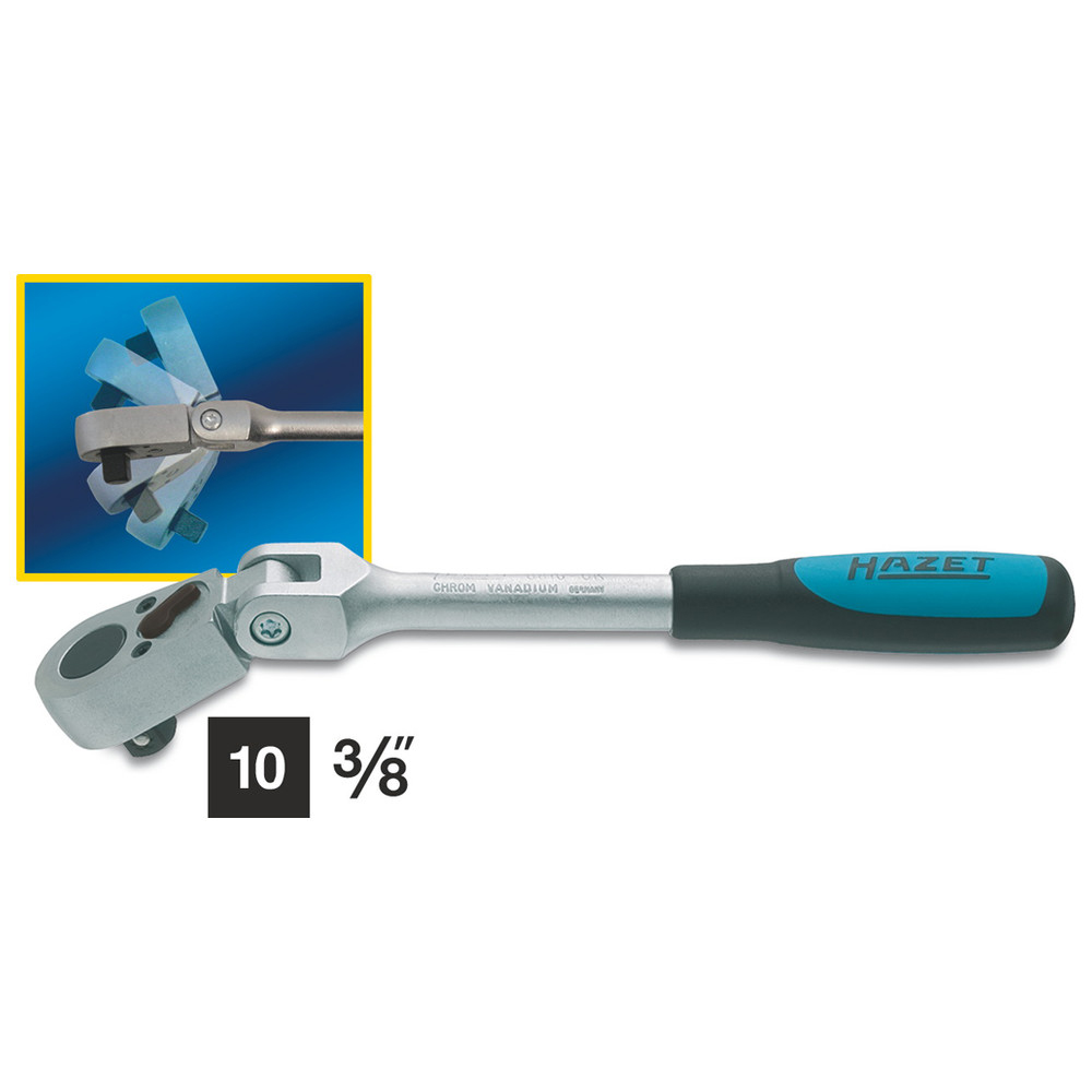 Umschaltknarre mit Gelenk 8816GK - Vierkant massiv 10 mm (3/8 Zoll) - Gesamtlän
