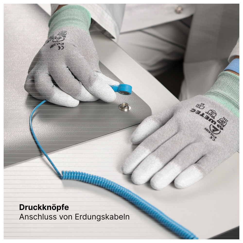 WETEC Tischbelag, ESD, 610 x 900 mm, platingrau, gerundete Ecken, 2 x 10 mm DK, Bild 4