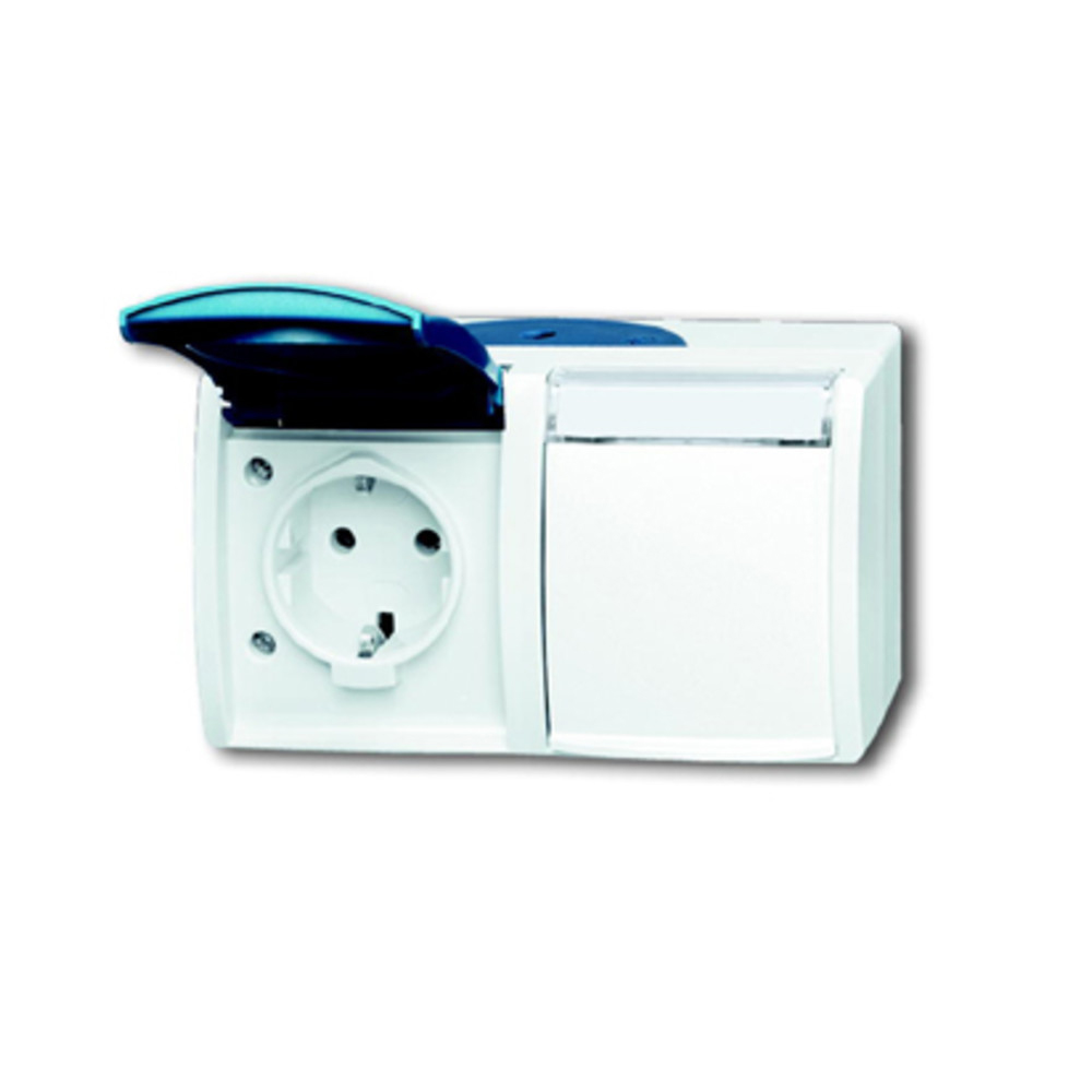 Schuko-Steckdose ocean, mit Klappdeckel, 2-fach