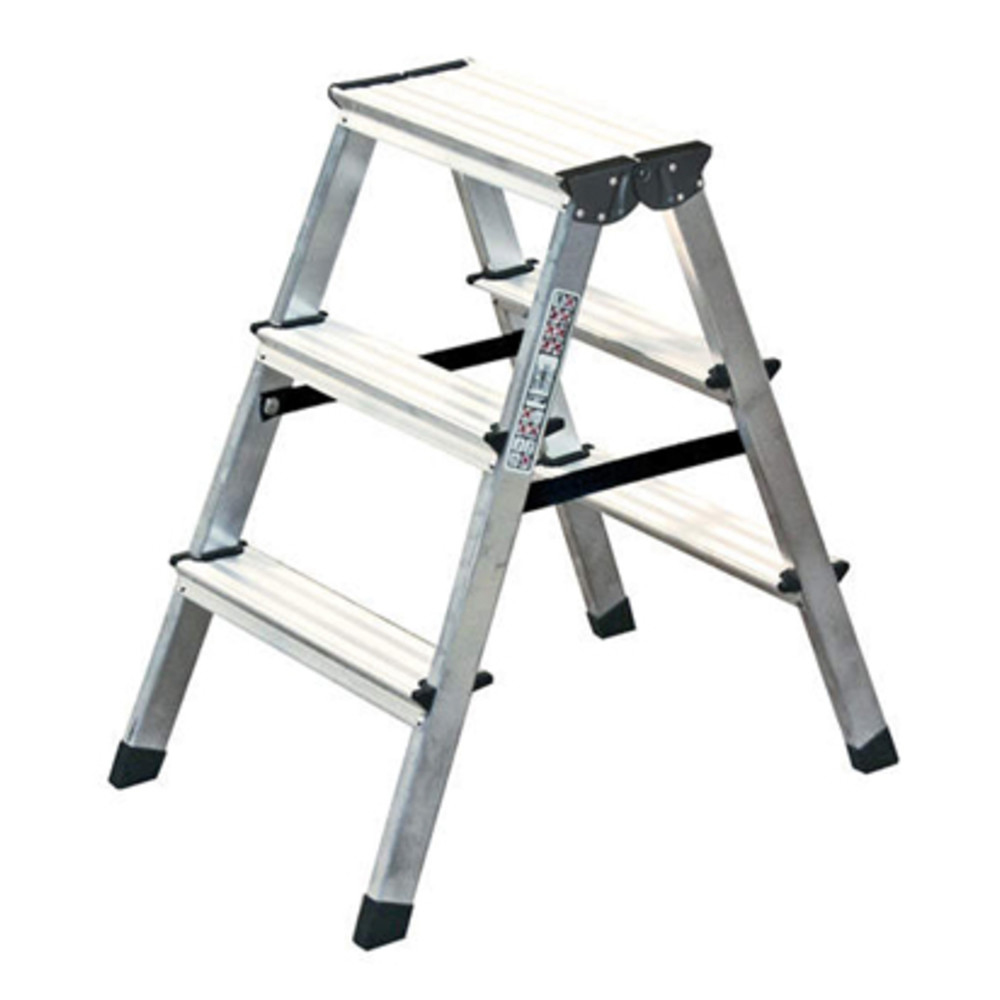 Alu-Stufenstehleiter, beidseitig begehbar, 2 x 3 Stufen