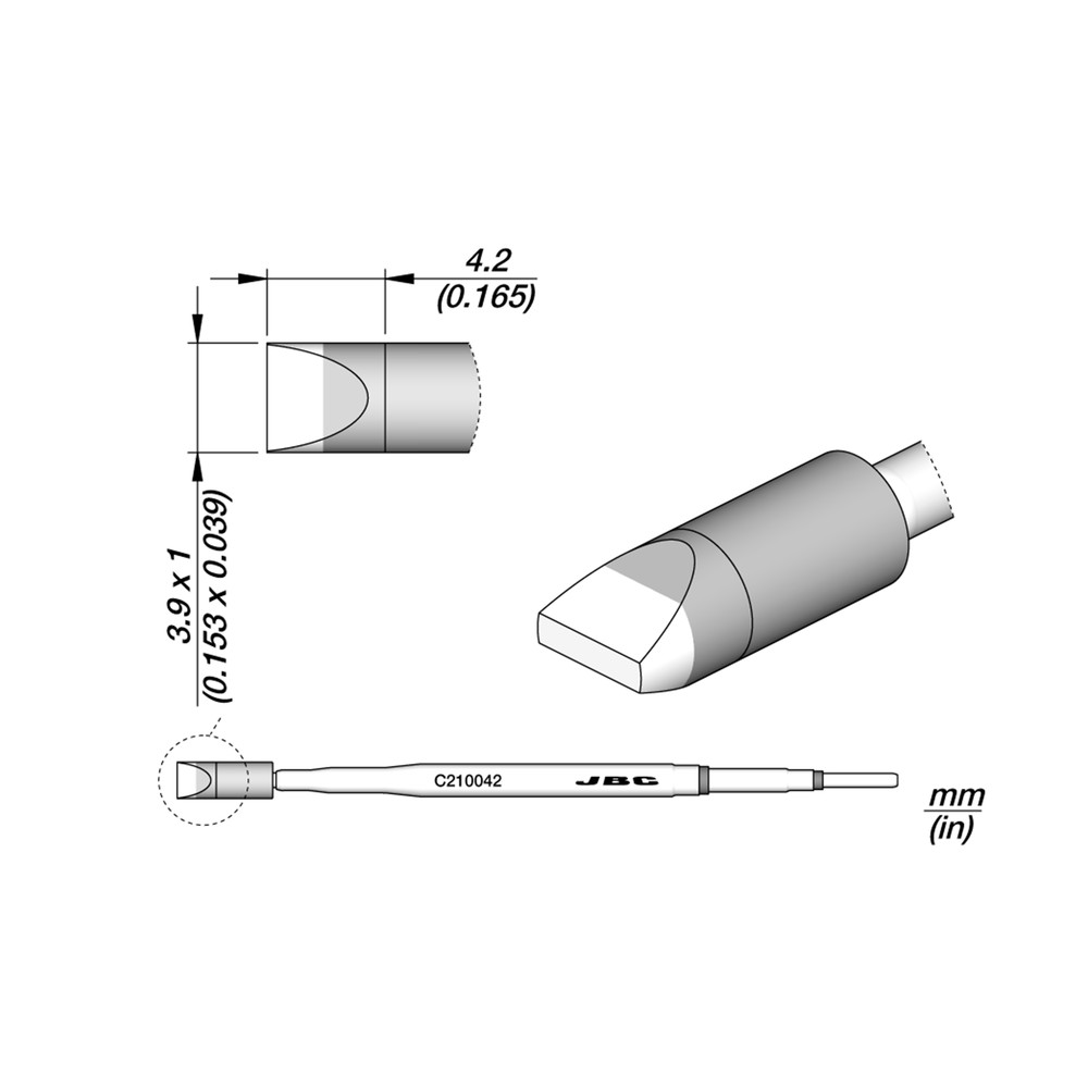 Lötspitze Serie C210, C210041/3,9x1,0 mm, Meißel
