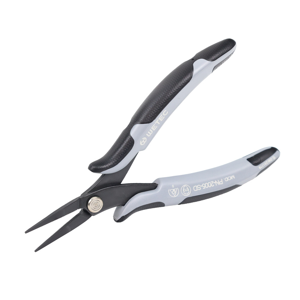 WETEC ECO Mini-Flachzange, lang, Greifflächen geriffelt, 1,2 mm, ESD-Griffe