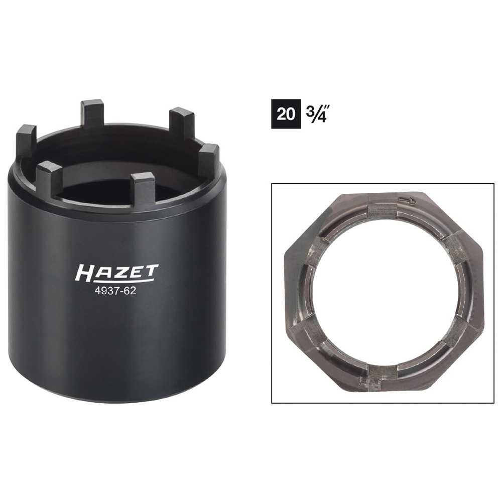 Nkw Zapfenschlüssel 4937-62 - Vierkant hohl 20 mm (3/4 Zoll) - Gesamtlänge: 85