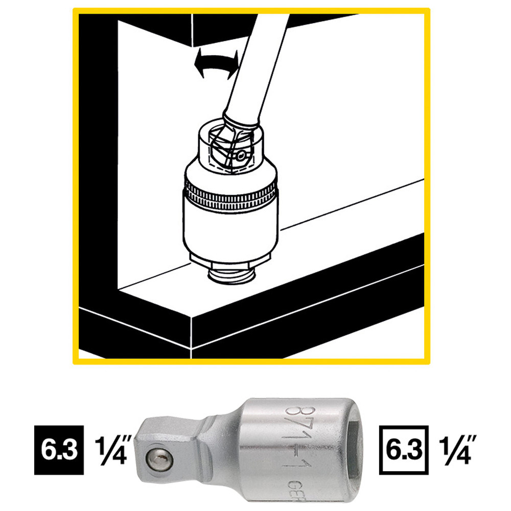 Verlängerung, schwenkbar 871-1 - Vierkant hohl 6,3 mm (1/4 Zoll) - Vierkant mas