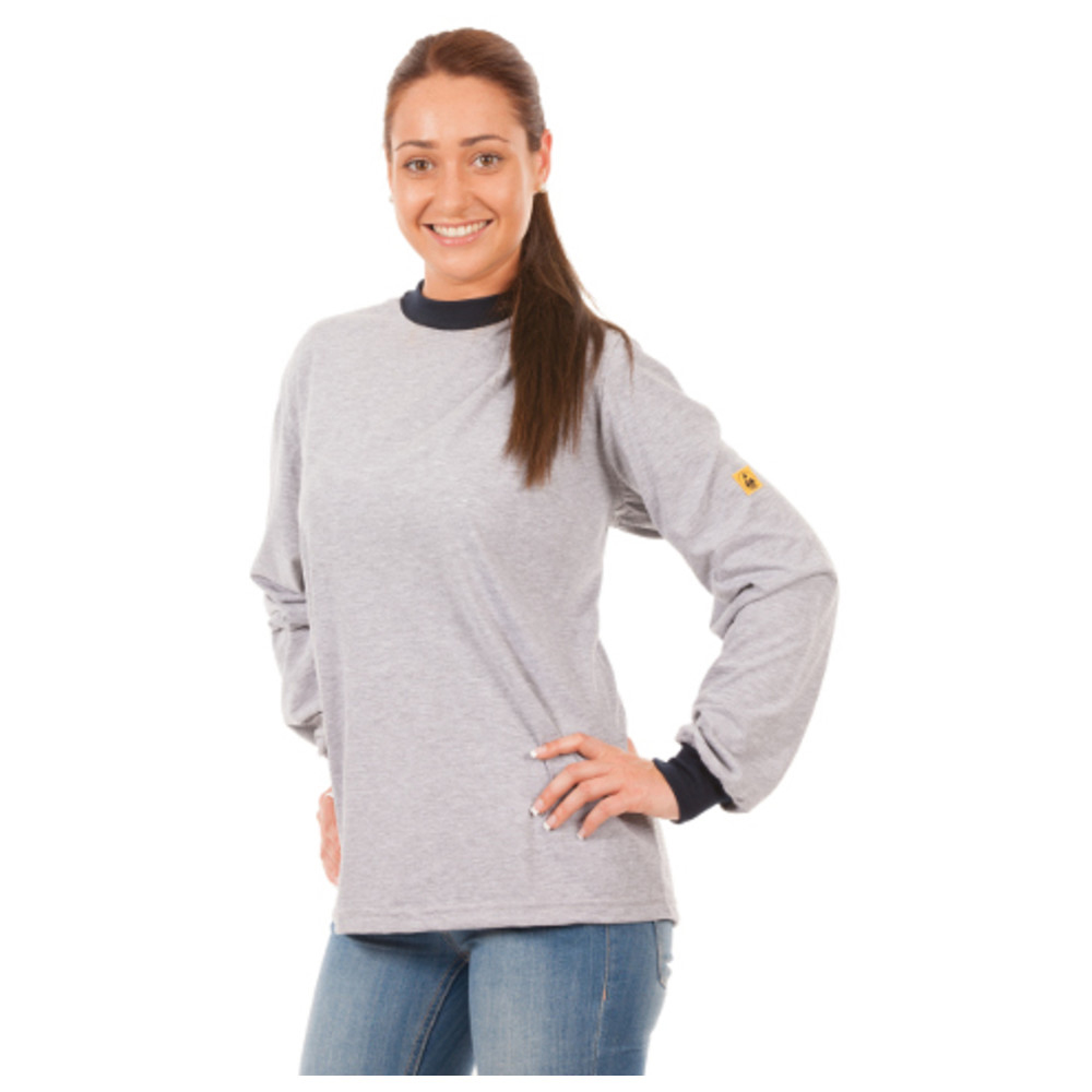 Warmbier ESD-Langarm-T-Shirt, Größe L, grau