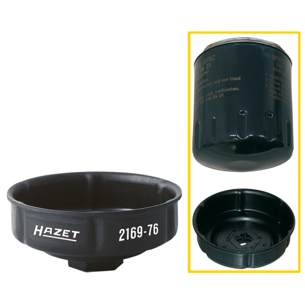 Ölfilter-Schlüssel 2169-76 - Vierkant hohl 12,5 mm (1/2 Zoll) - Rillenprofil