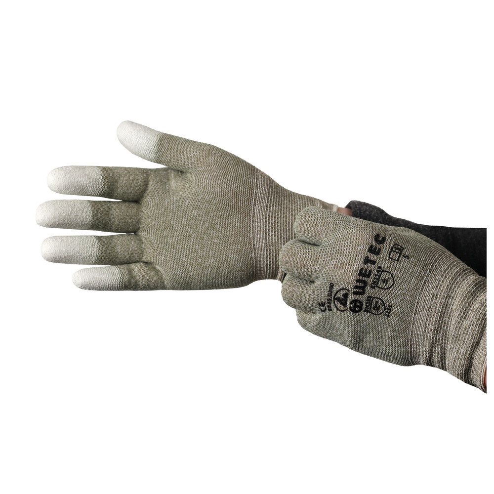 Handschuhe, PU-beschichtete Fingerkuppen, ESD, S, Kupferfaden