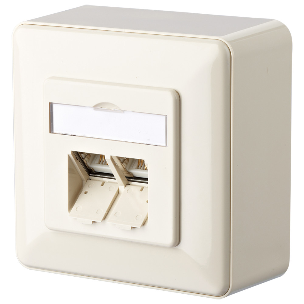 Anschlussdose E-DATC6 8/8(8), Aufputz, reinweiß, 2 Ports