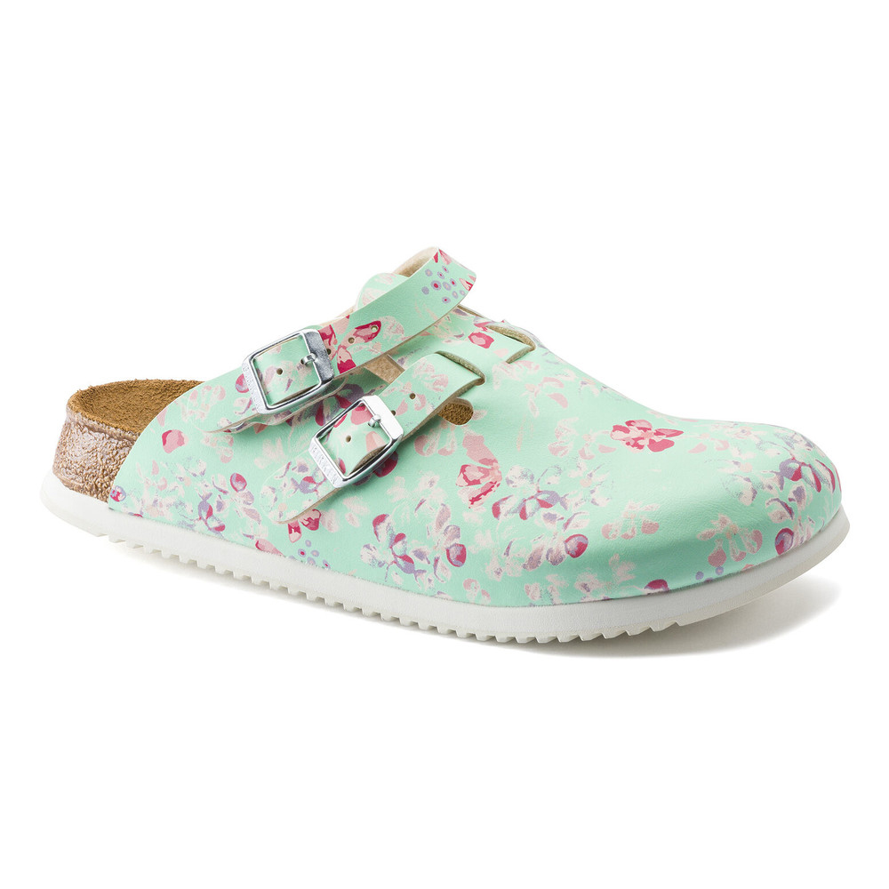 Clog Kay Superlauf, Birko-Flor, Flower Field Mint, schmal, Gr. 35
