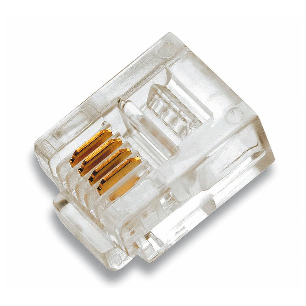 Modularstecker RJ11 6/4, ungeschirmt für flexible Leiter, Flach- und Rundkabel