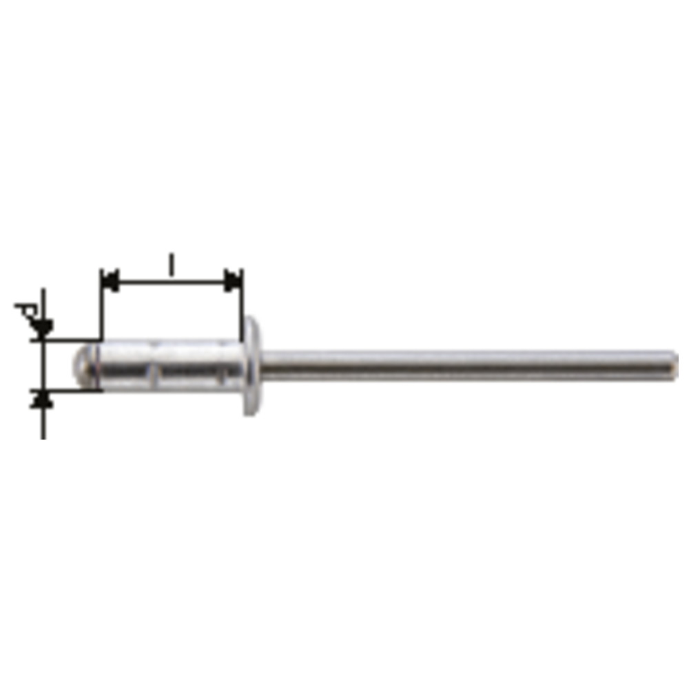 Mehrbereichs-Blindniet Alu VA Flachrundkopf 4 x 10 mm