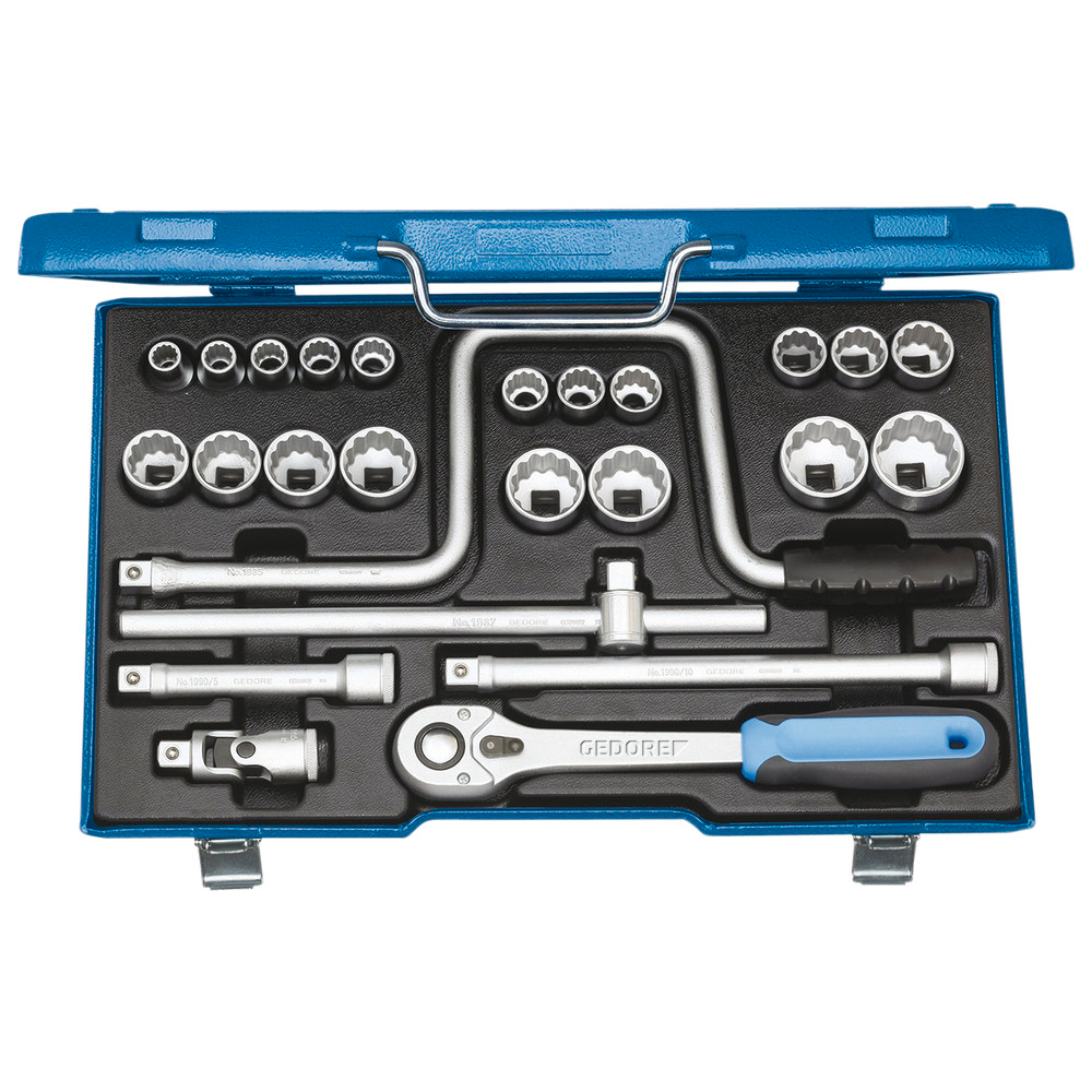 Steckschlüssel-Satz 1/2", 12-kant, UD-Profil, 25-teilig, 19-32 mm