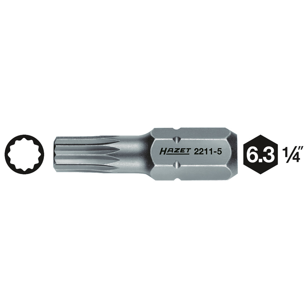 Bit 2211-4 - Sechskant massiv 6,3 (1/4 Zoll) - Innen Vielzahn Profil XZN - Schl