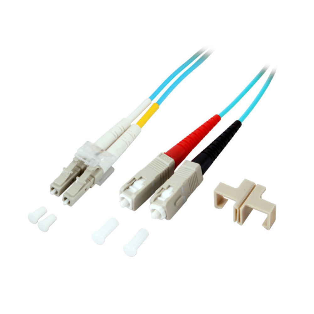 Patchkabel LWL, LC/SC 50/125µ, OM3, 0,5 m, aqua
