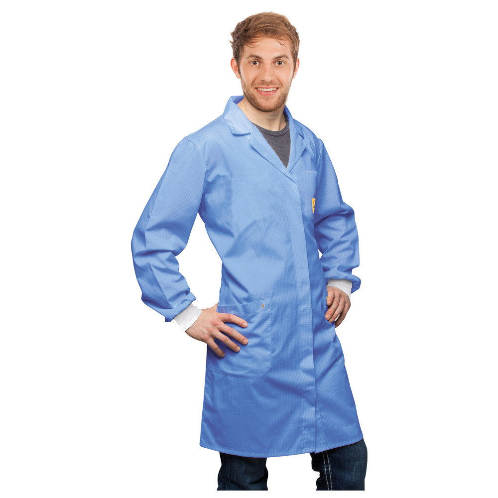 Warmbier ESD-Arbeitsmantel AM-160, mit leitfähigen Bündchen, XS, blau