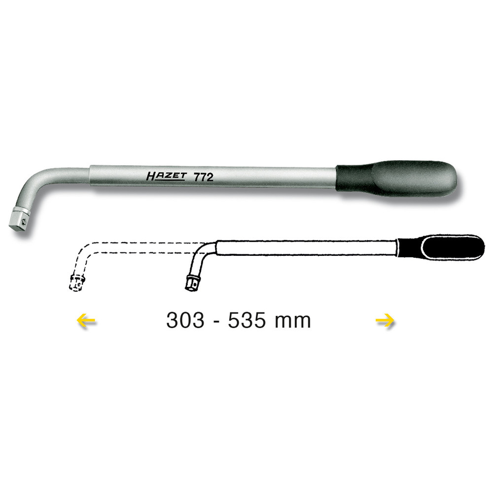 Ausziehbarer Radmuttern-Schlüssel 772 - Vierkant massiv 12,5 mm (1/2 Zoll) - Ge