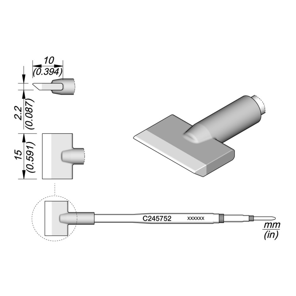 Lötspitze Serie C245 Klingenform, C245752/15,0 mm, angewinkelt