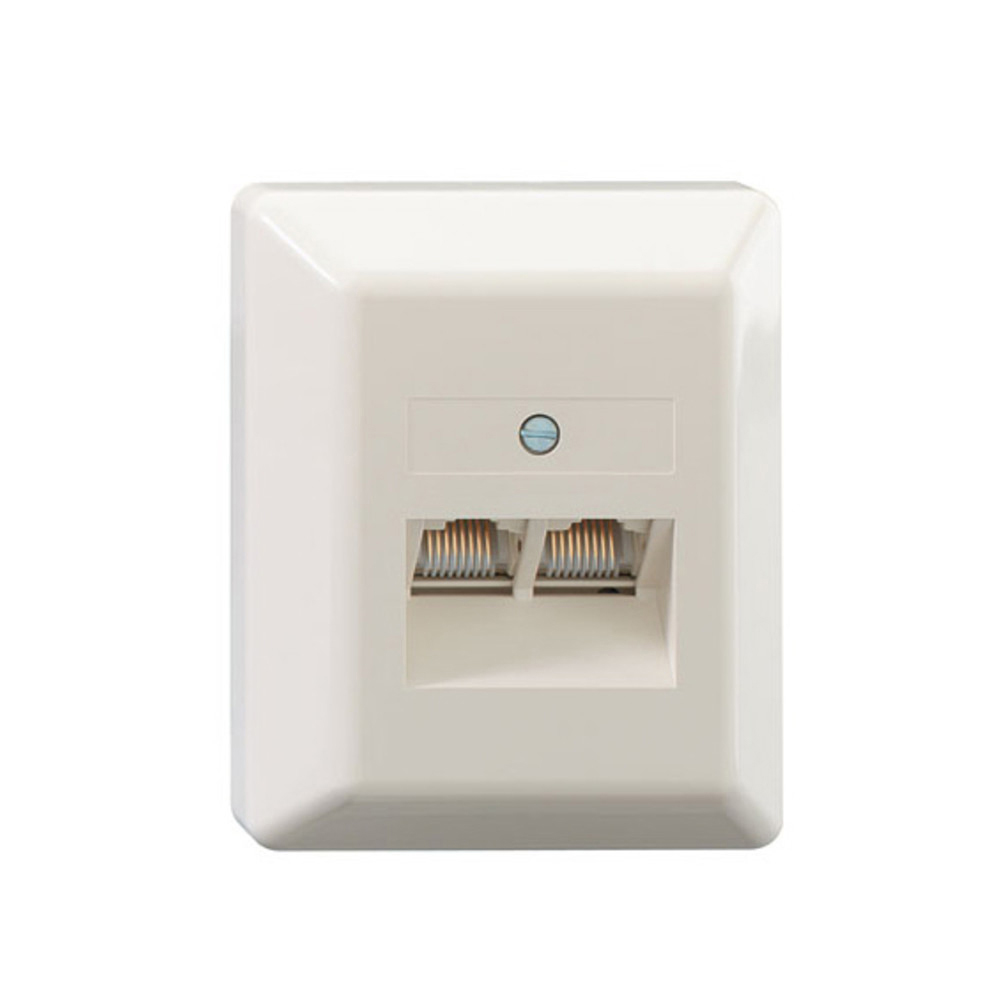 UAE Anschlussdose Cat.3, 2 x RJ45 AP UAE 8/8(8/8) LSA, Aufputz, reinweiß