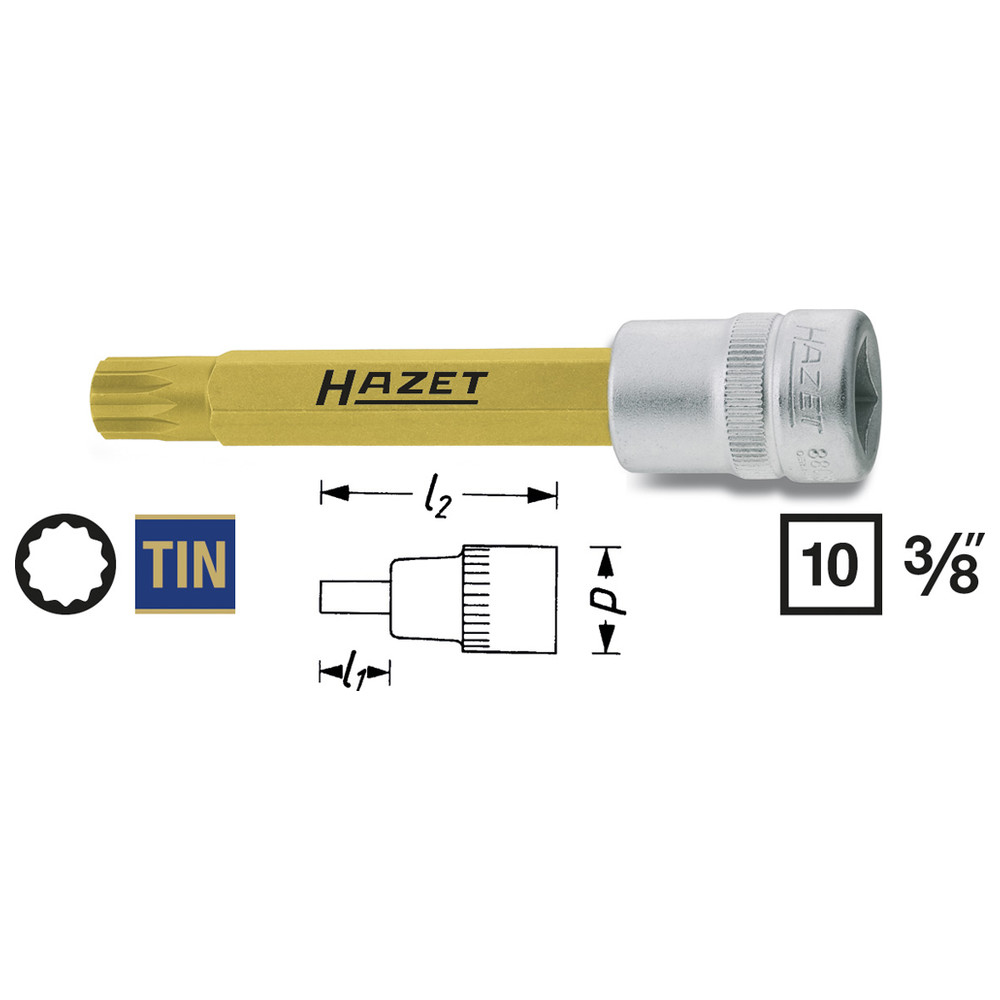 Schraubendreher-Steckschlüsseleinsatz 8808LG-8 - Vierkant hohl 10 mm (3/8 Zoll)
