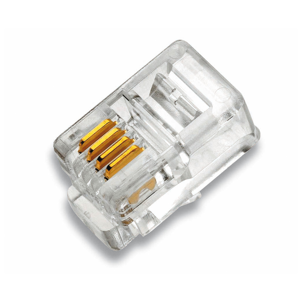 Modularstecker RJ10 4/4, ungeschirmt für flexible Leiter, Flach- und Rundkabel