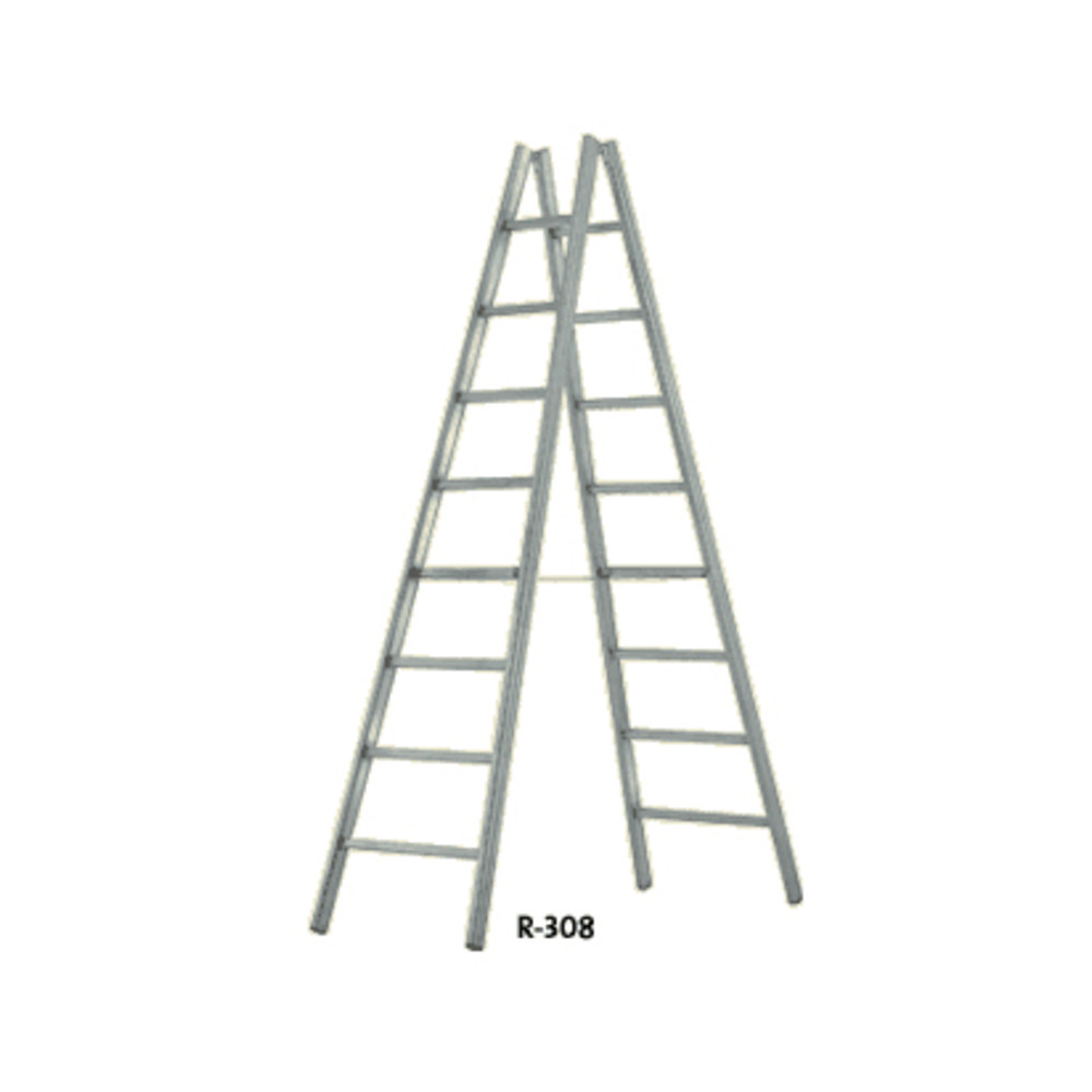 Alu-Stehleiter, beidseitig begehbar, Sprossen 2 x 8, Länge 2,48 mm
