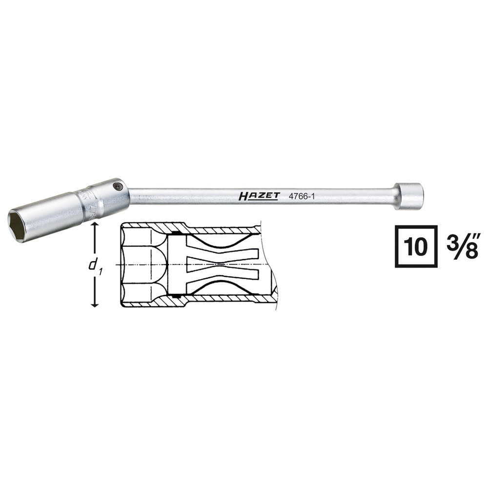 Zündkerzen-Schlüssel 4766-1 - Vierkant hohl 10 mm (3/8 Zoll) - Außen-Sechskant