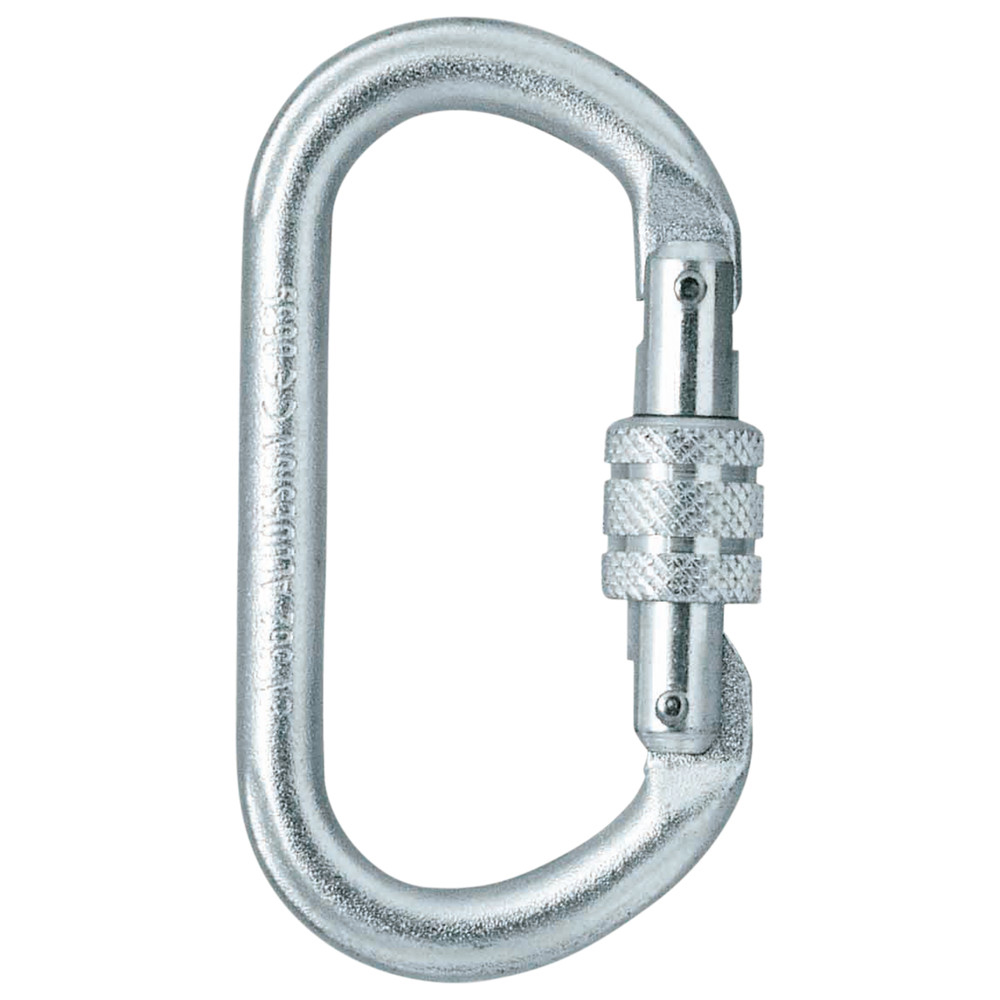 Karabiner, oval, mit Schraubsicherung, Stahl, EN 362, 22 kN