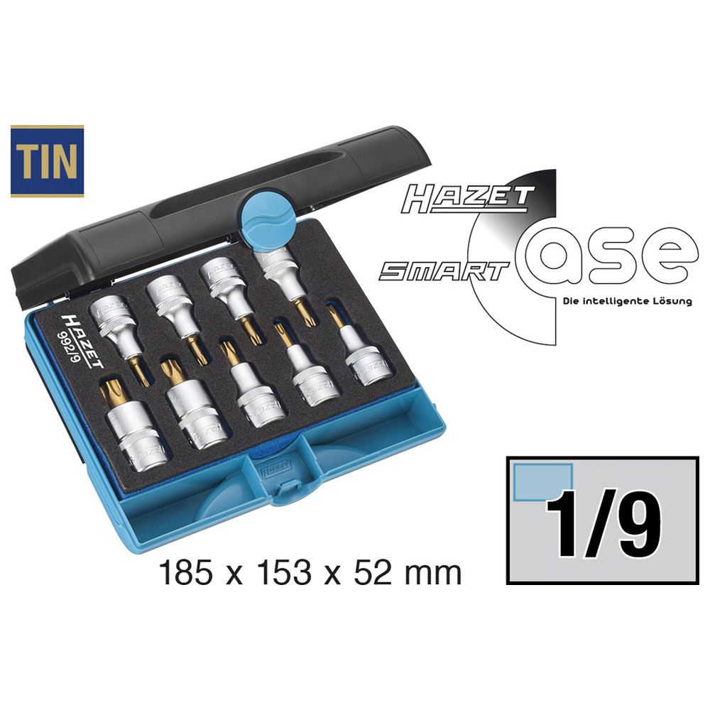 Schraubendreher-Steckschlüsseleinsatz-Satz TORX 992/9 - Vierkant hohl 12,5 mm