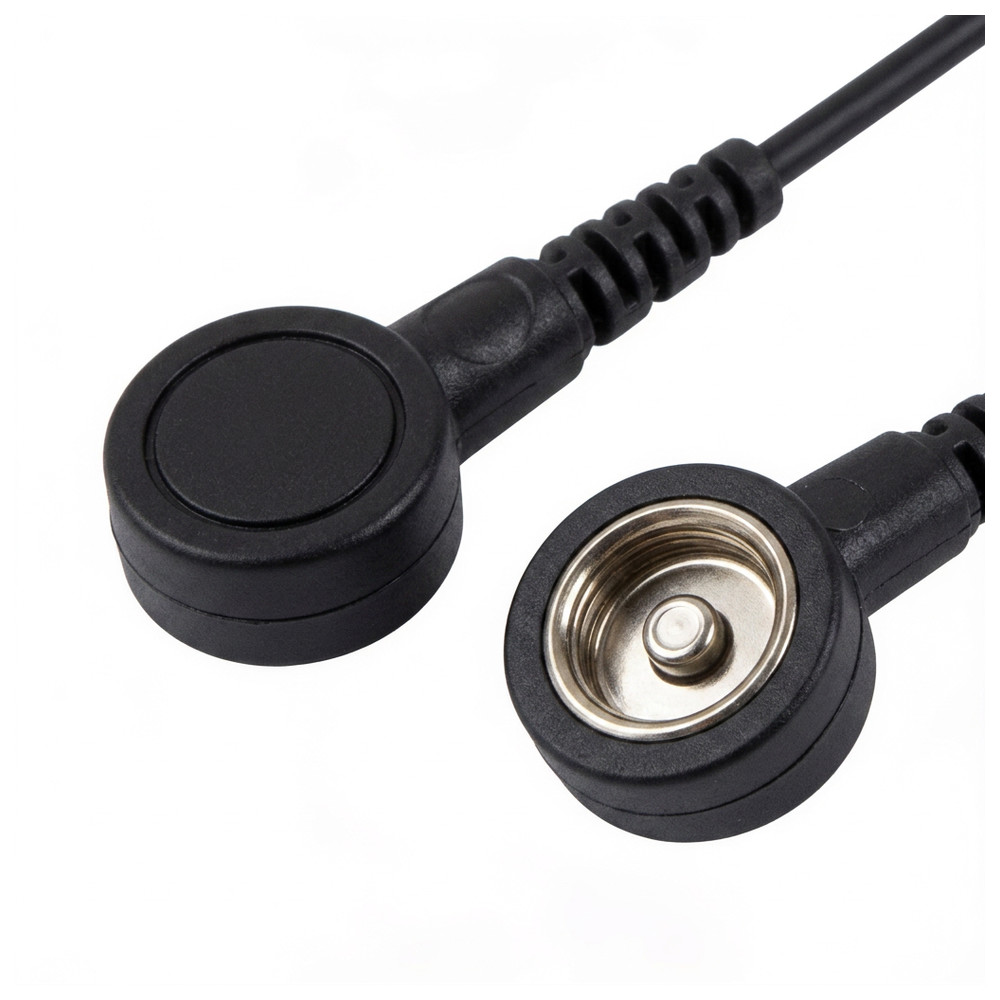 WETEC Spiralkabel mit Druckknopf, ESD, schwarz, 4/10 mm, 3,6 m, Bild 2