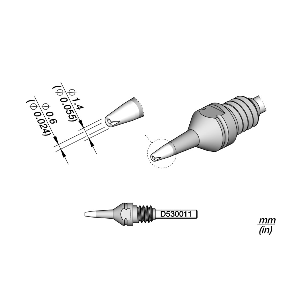 JBC Entlötspitze Serie D530, D530011/0.6 mm, 1.4 mm, Padcleaning