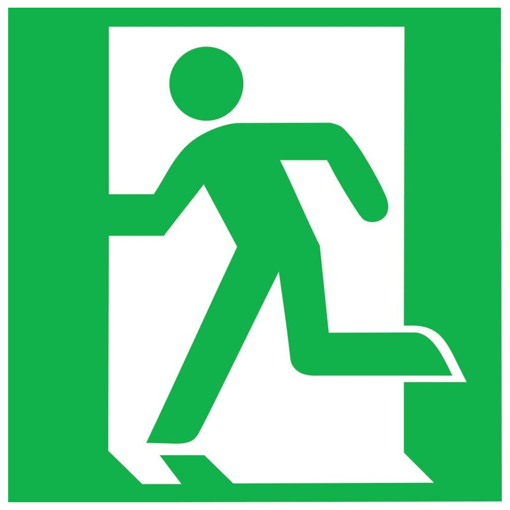 Rettungszeichen 150 x 150 mm, Alu Rettungsweg/Notausgang links