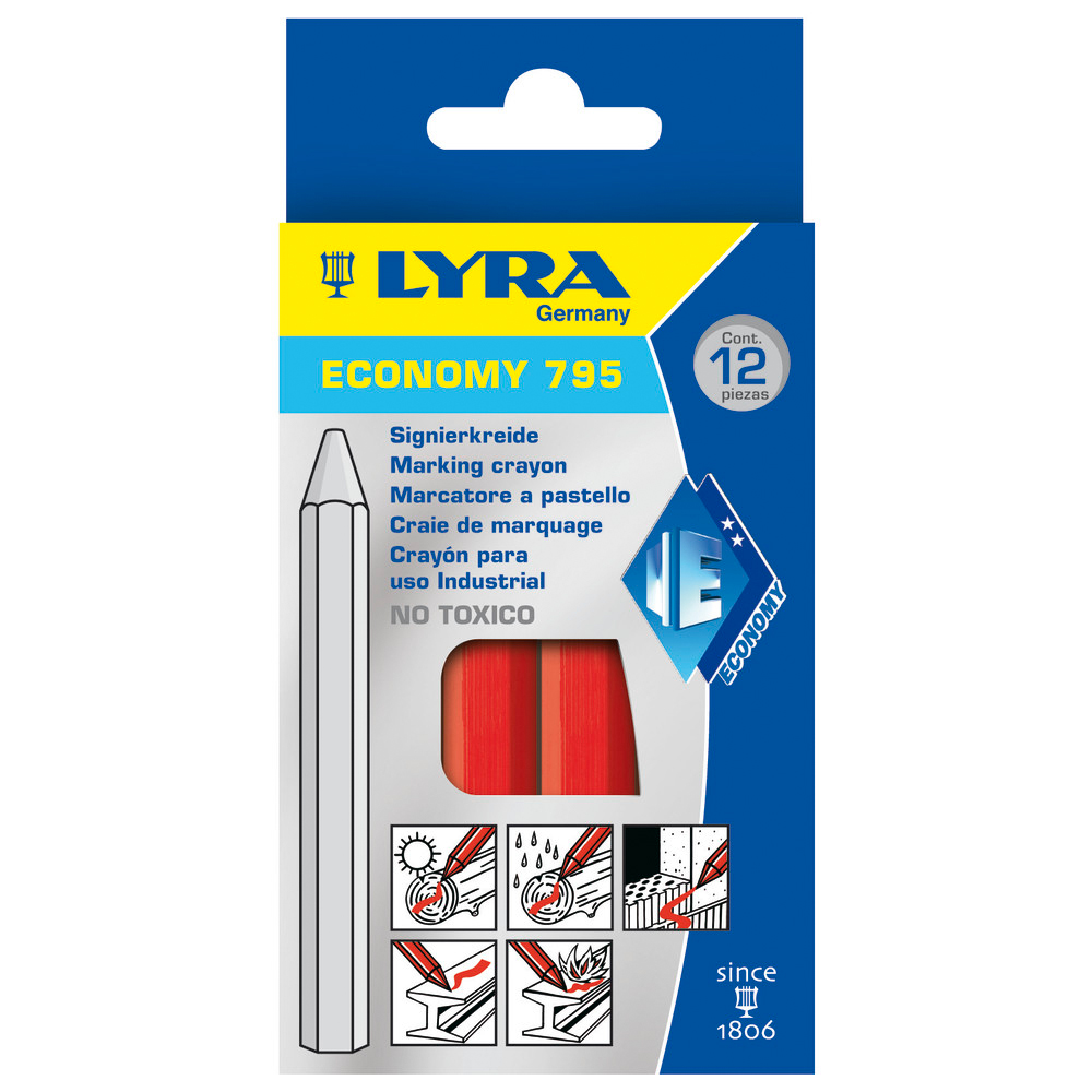 Signierkreide sechseckig Nr. 795 rot a 12Stück