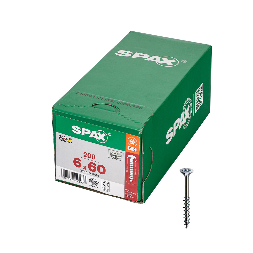 SPAX-Spanplattenschraube, Panhead T-Star Plus, 6,0 x 60 mm, Vollgewinde
