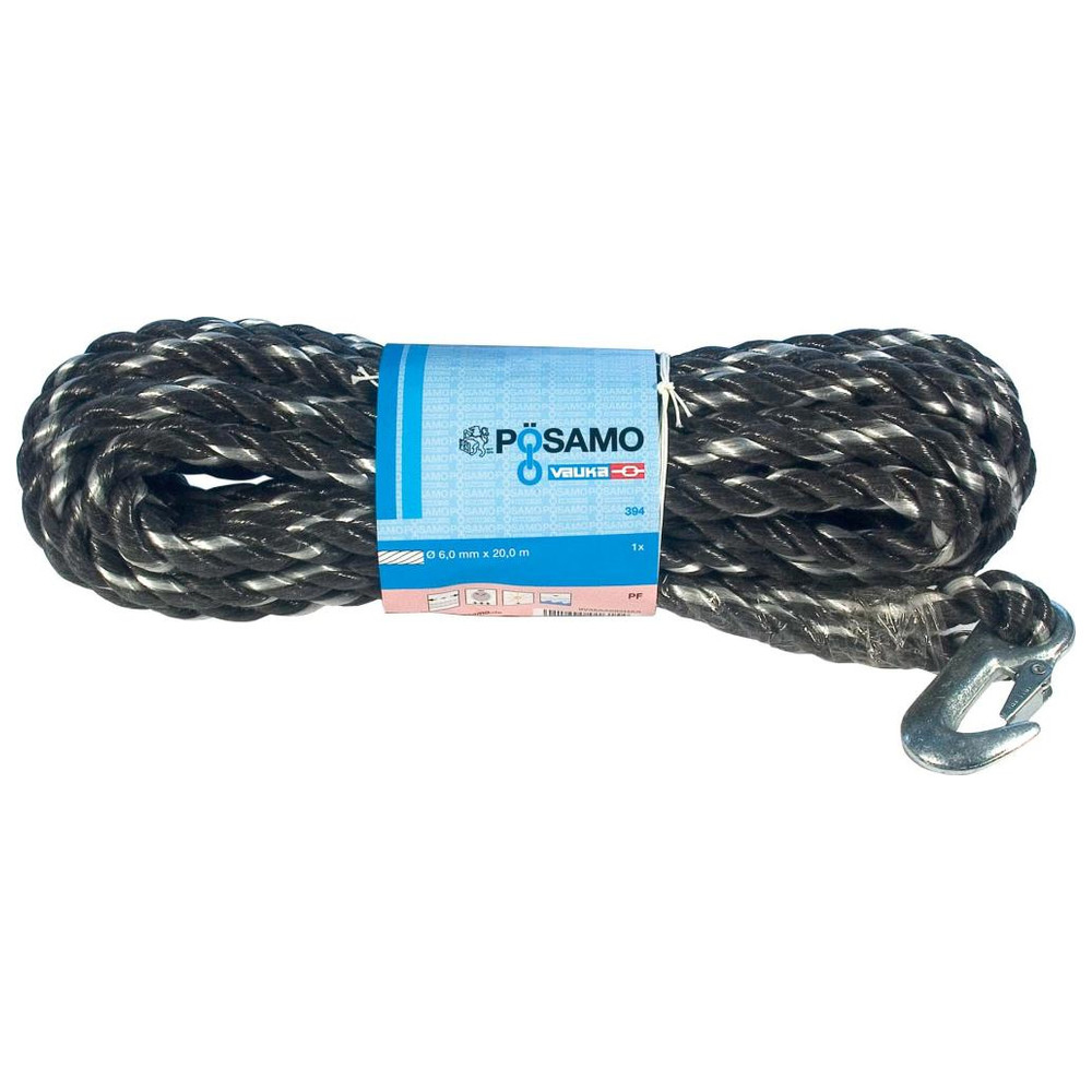 Seil mit Haken PP 14 mmx30mschwarz-weiss