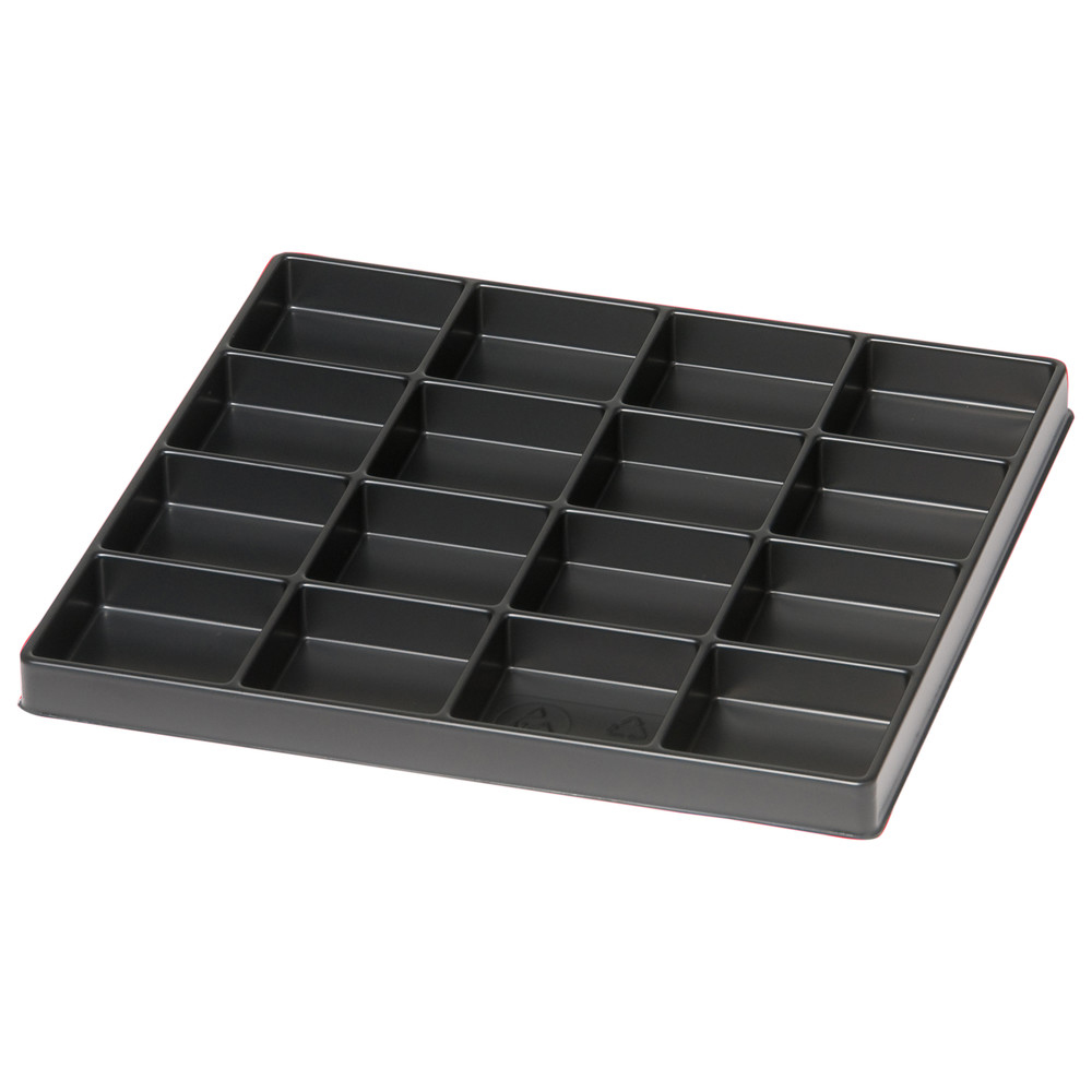 Tiefzieh-Tray 20 mm, ESD, Fächer 16 Stück, 61 x 56 mm