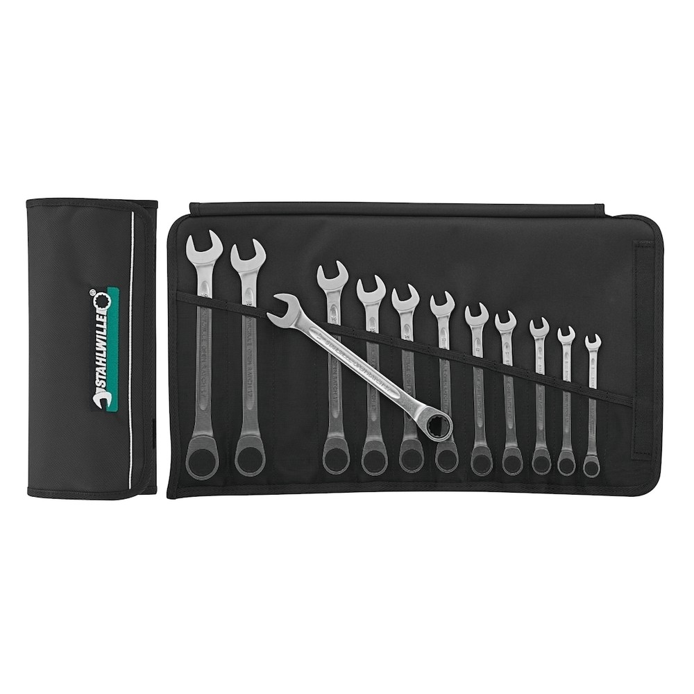 Ratschenschlüssel-Satz gerade 8-19mm 12-teilig in Rolltasche Stahlwille