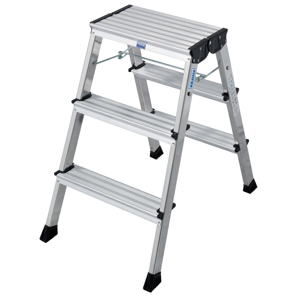 Krause Roll-Klapptritt Rolly, EN 14183, Alu, 2 x 3 Stufen, silber