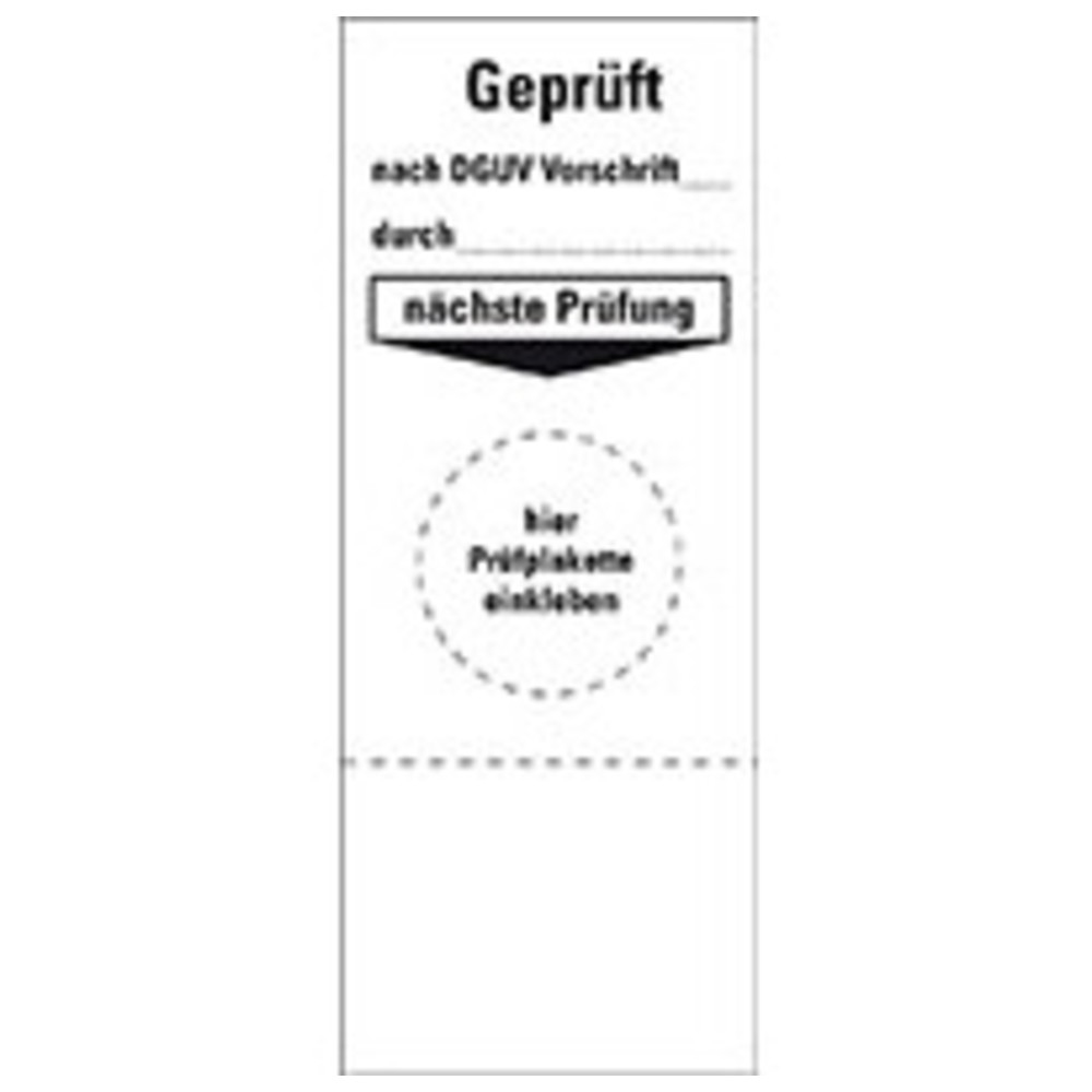 Grundetikett "Geprüft, nach DGUV Vorschrift"
