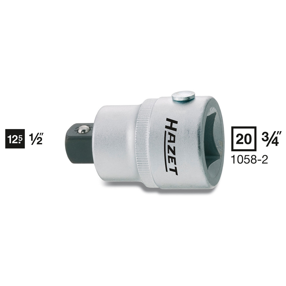 Adapter 1058-2 - Vierkant hohl 20 mm (3/4 Zoll) - Vierkant massiv 12,5 mm (1/2