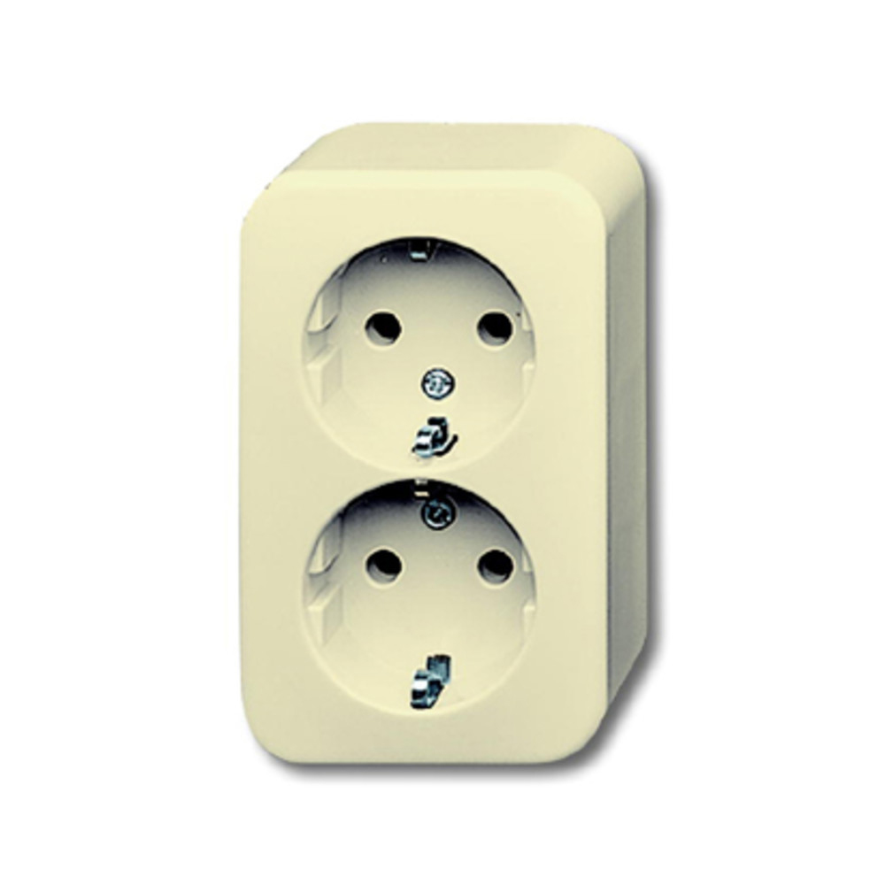 Schuko-Steckdose Busch-Duro 2000, Aufputz, 2-fach, perlweiß