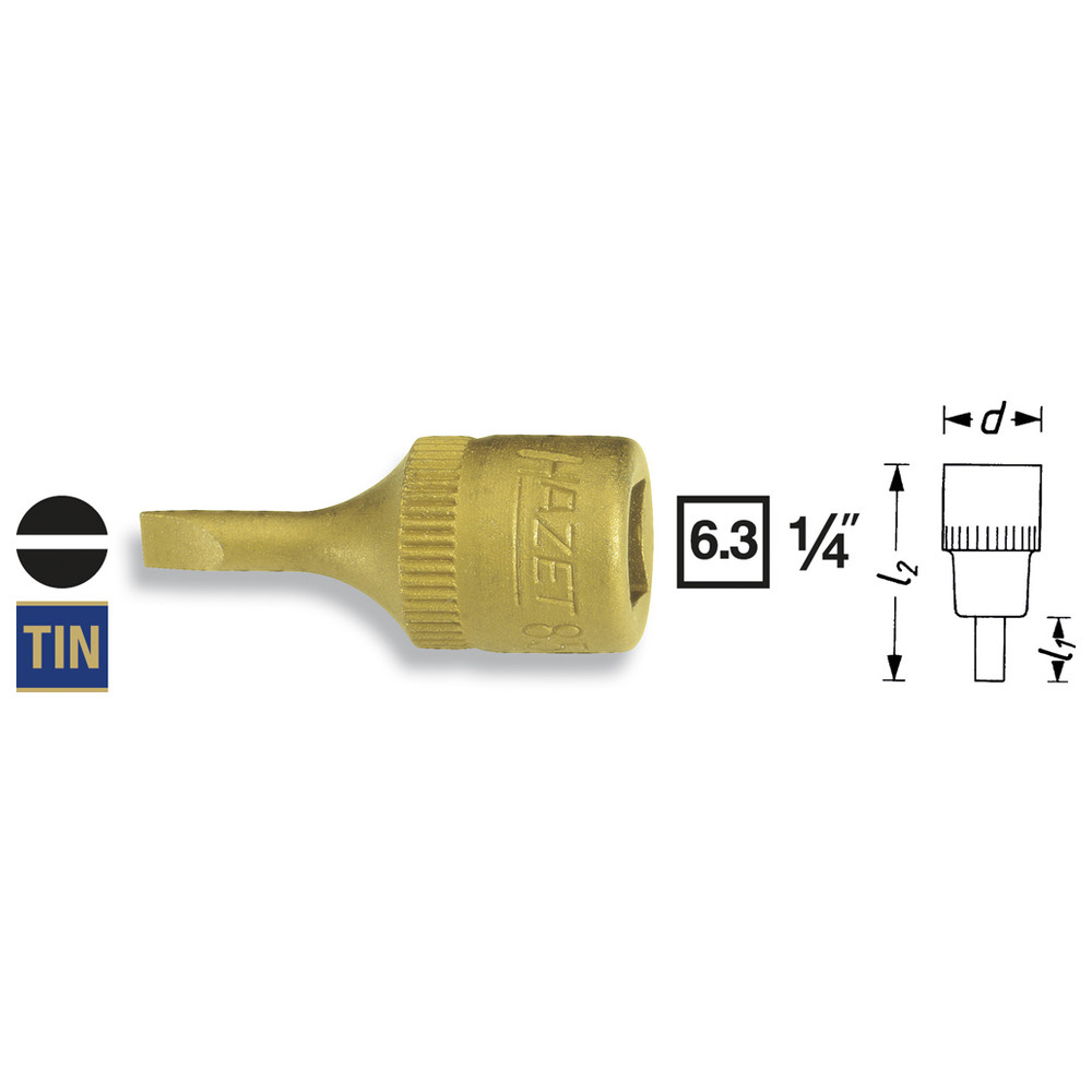 Schraubendreher-Steckschlüsseleinsatz 8503-1.2X8 - Vierkant hohl 6,3 mm (1/4 Zo