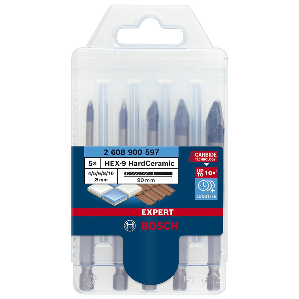 Fliesenbohrer-Set HEX-9 HardCeramic EXPERT, 5-teilig, 4-10 mm