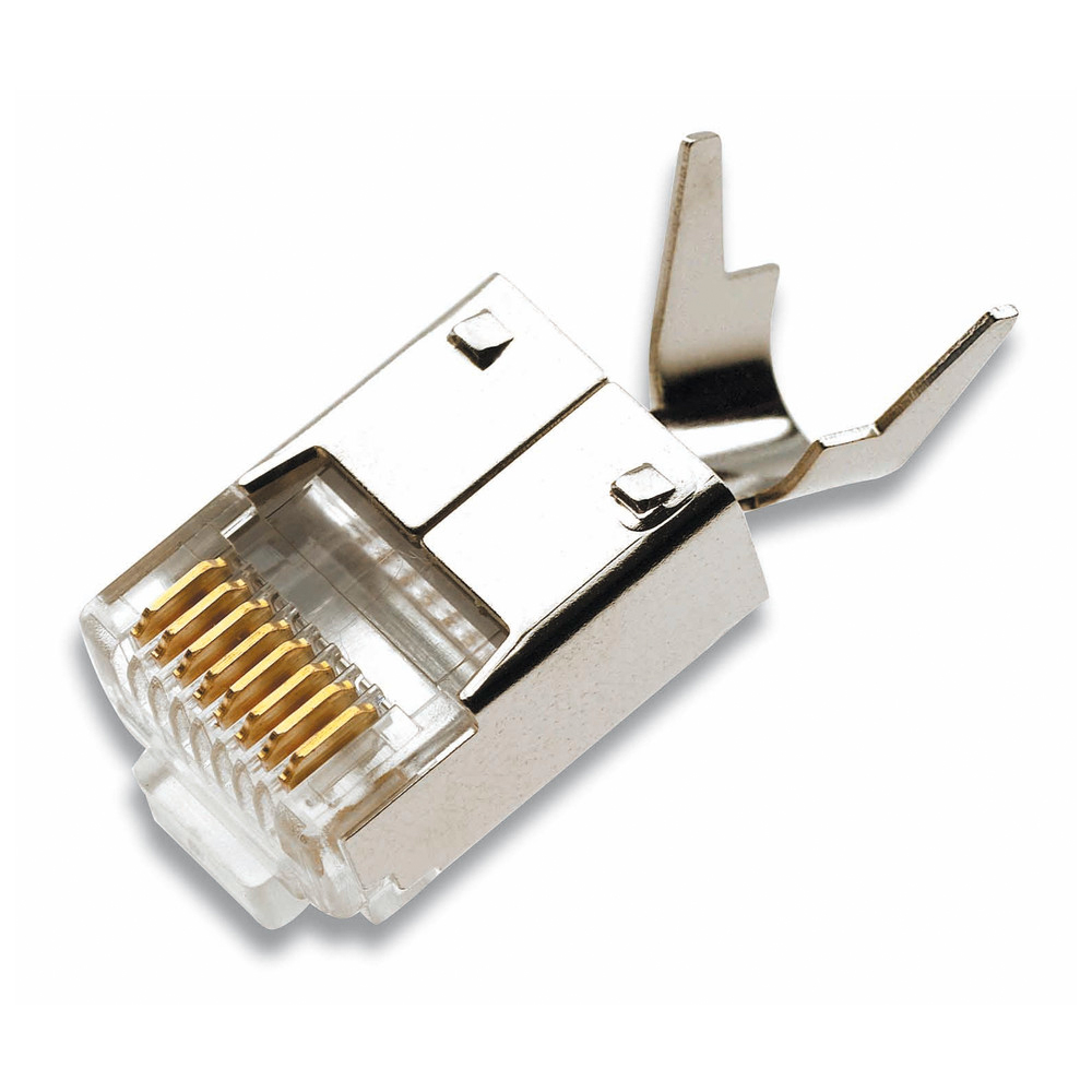 Modularstecker RJ45 8/8 fürgeschirmt massive/flexible Leiter Flach- undRundkabel