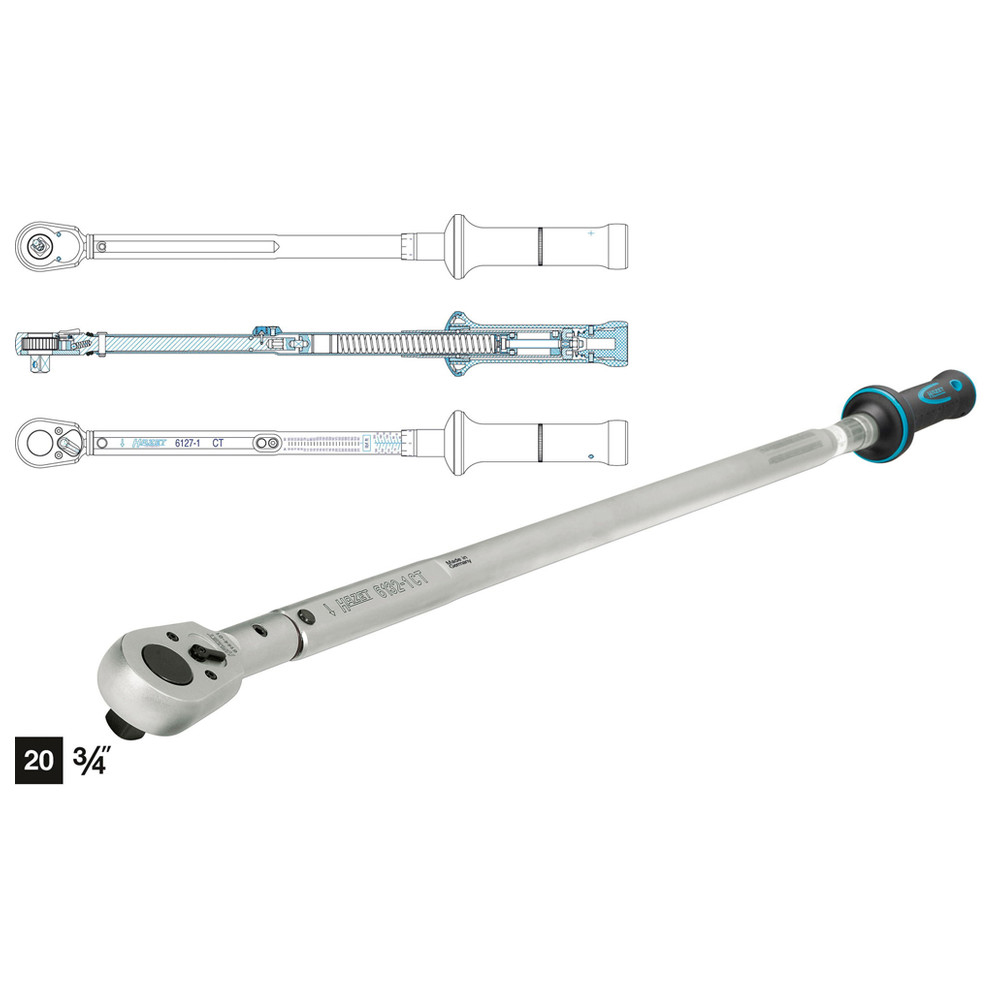Drehmoment-Schlüssel US-STANDARD 6132-1CT - Toleranz: 3% - Vierkant massiv 20 m