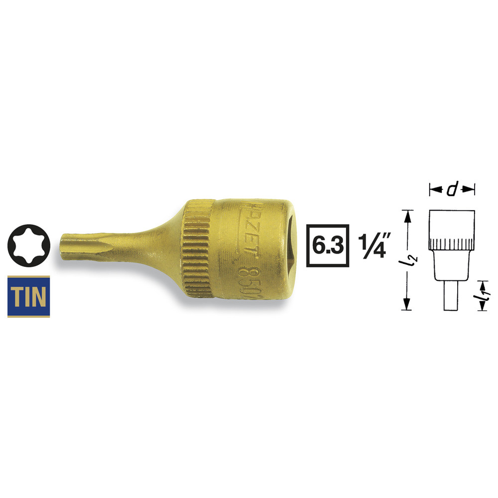 Schraubendreher-Steckschlüsseleinsatz TORX 8502-T40 - Vierkant hohl 6,3 mm (1/